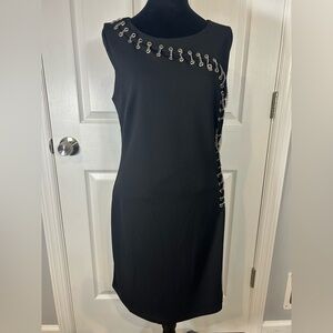 Chic Black Dress with Silver Detailing
